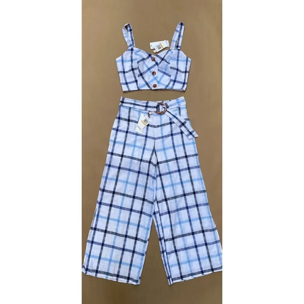 Red Carter Linen Plaid Set - Picture 6 of 7